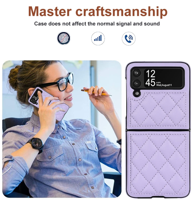 For Samsung Galaxy Z Flip4 Rhombic Microfiber Folding Phone Case