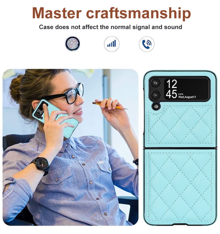 For Samsung Galaxy Z Flip4 Rhombic Microfiber Folding Phone Case