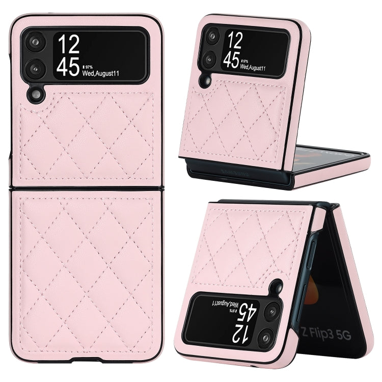 For Samsung Galaxy Z Flip4 Rhombic Microfiber Folding Phone Case