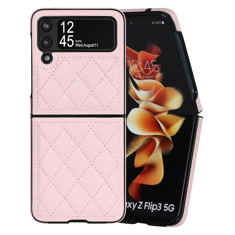 For Samsung Galaxy Z Flip4 Rhombic Microfiber Folding Phone Case