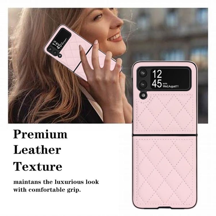 For Samsung Galaxy Z Flip4 Rhombic Microfiber Folding Phone Case
