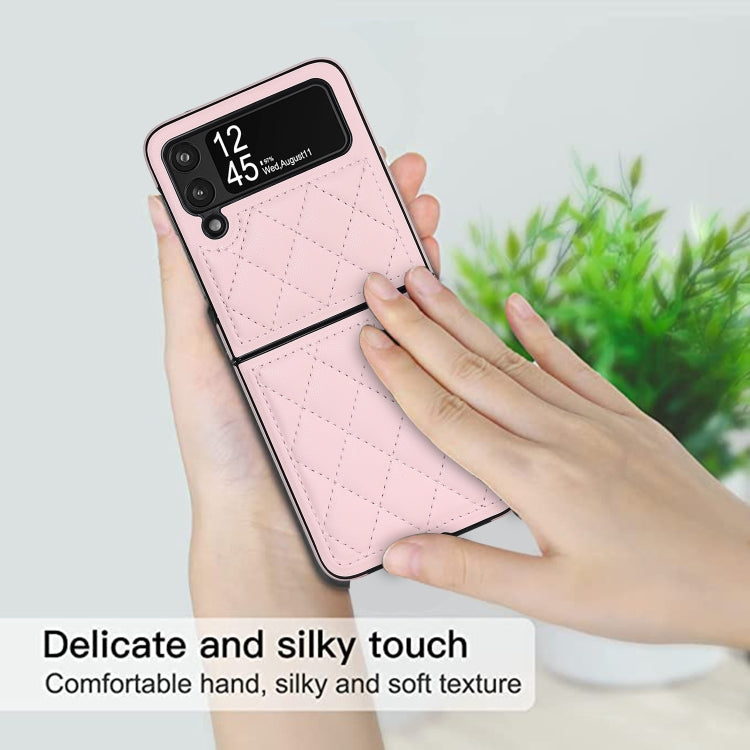 For Samsung Galaxy Z Flip4 Rhombic Microfiber Folding Phone Case