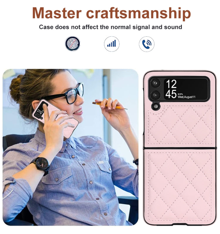 For Samsung Galaxy Z Flip4 Rhombic Microfiber Folding Phone Case