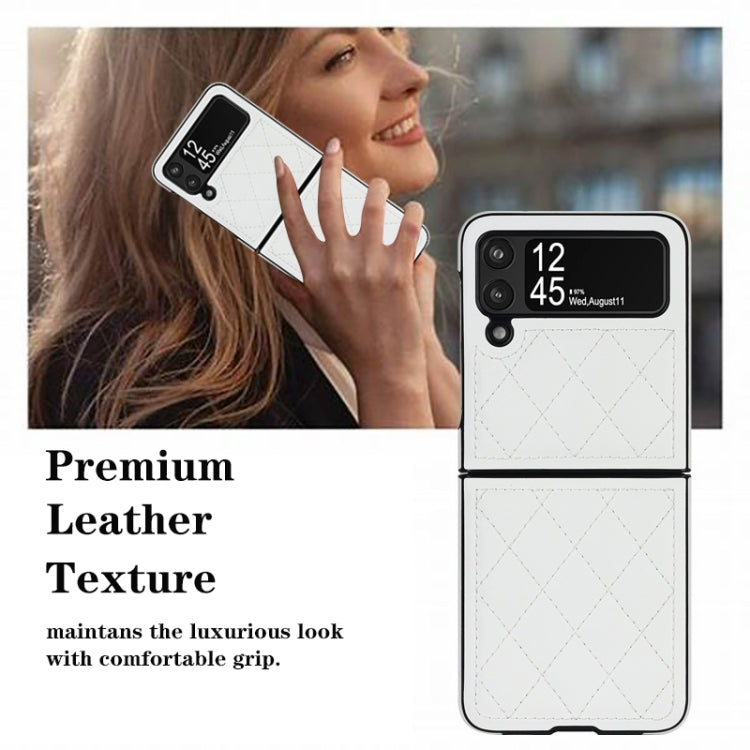 For Samsung Galaxy Z Flip4 Rhombic Microfiber Folding Phone Case
