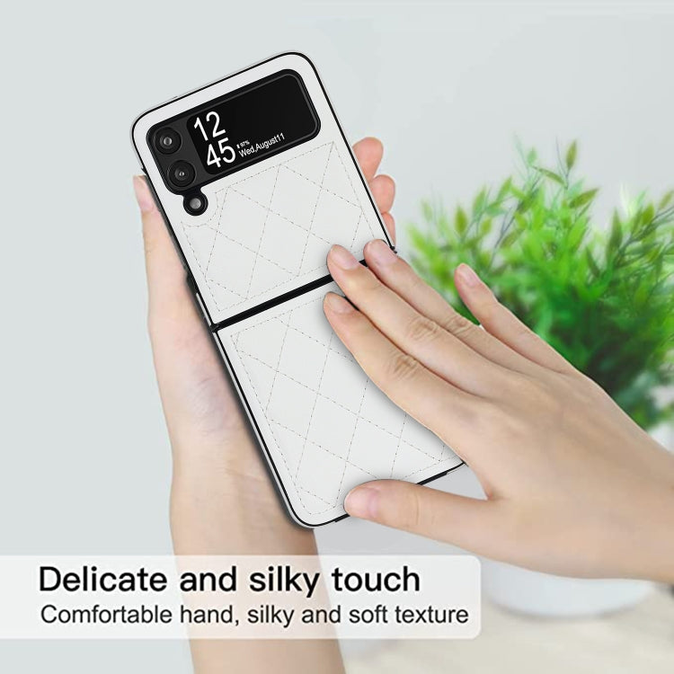 For Samsung Galaxy Z Flip4 Rhombic Microfiber Folding Phone Case