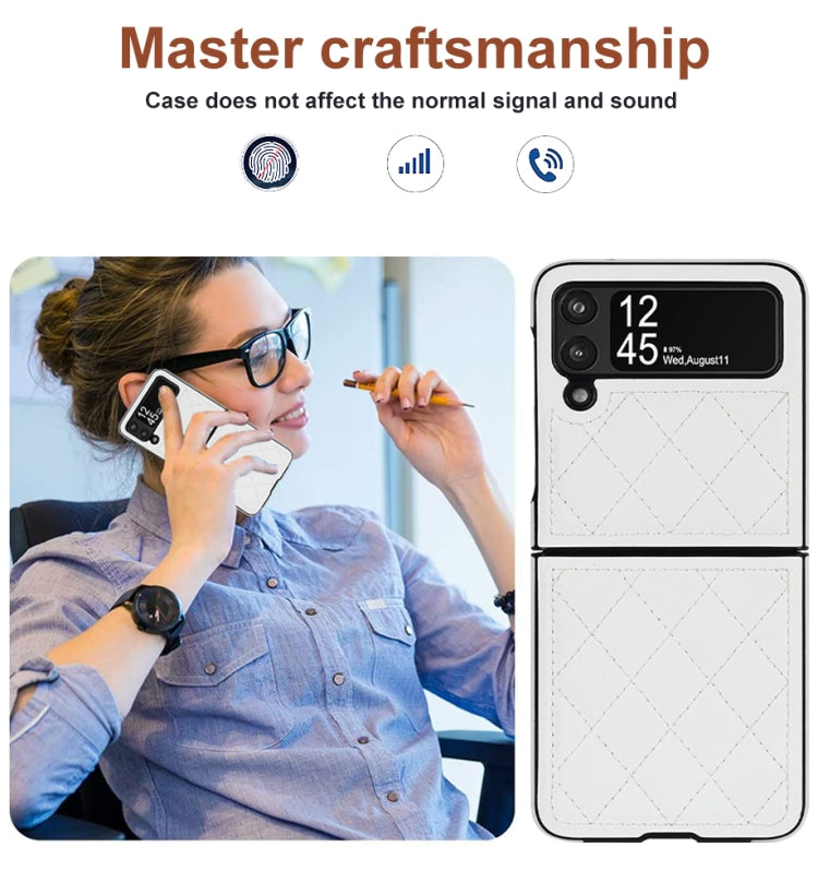 For Samsung Galaxy Z Flip4 Rhombic Microfiber Folding Phone Case