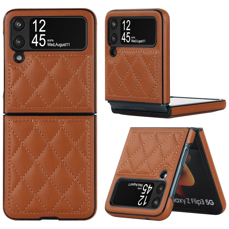 For Samsung Galaxy Z Flip4 Rhombic Microfiber Folding Phone Case