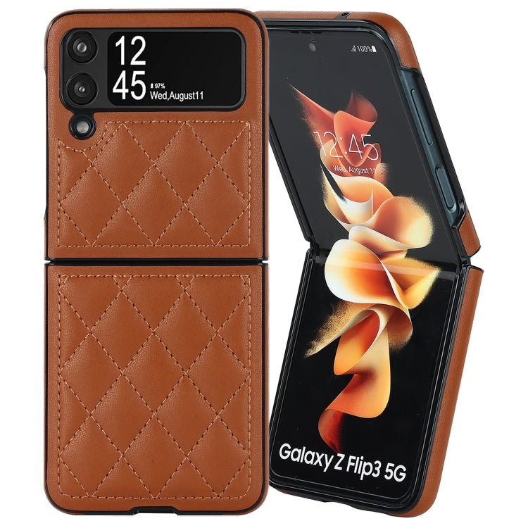 For Samsung Galaxy Z Flip4 Rhombic Microfiber Folding Phone Case