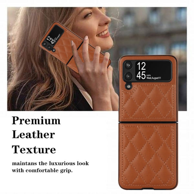 For Samsung Galaxy Z Flip4 Rhombic Microfiber Folding Phone Case