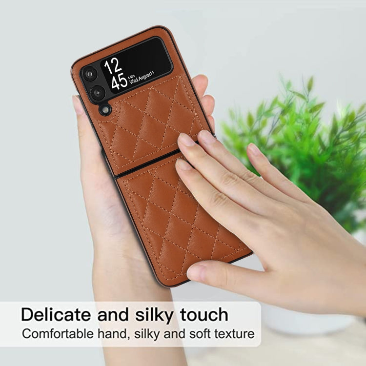 For Samsung Galaxy Z Flip4 Rhombic Microfiber Folding Phone Case