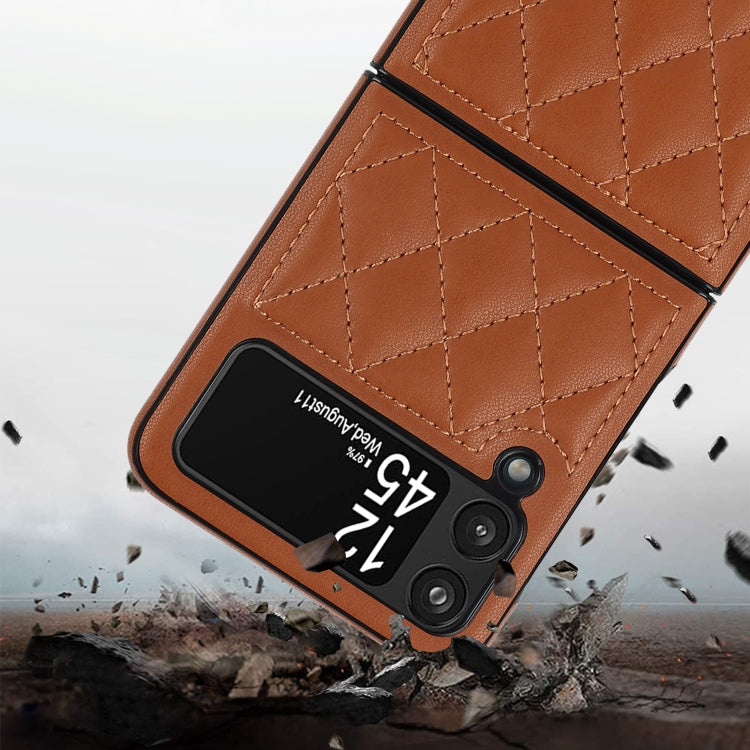 For Samsung Galaxy Z Flip4 Rhombic Microfiber Folding Phone Case