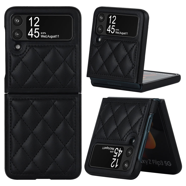 For Samsung Galaxy Z Flip3 Rhombic Microfiber Folding Phone Case