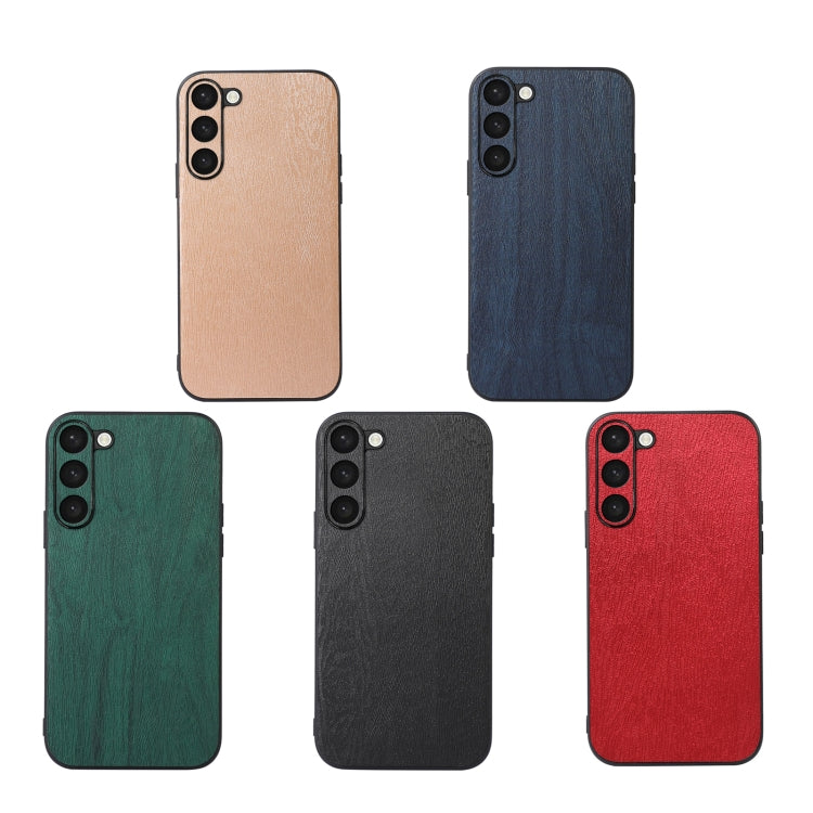 For Samsung Galaxy S23 5G Wood Texture PU Phone Case