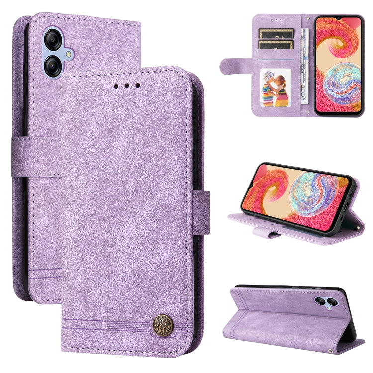 For Samsung Galaxy A04e Skin Feel Life Tree Metal Button Leather Phone Case
