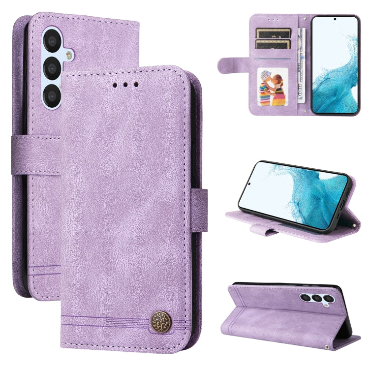 For Samsung Galaxy A34 5G Skin Feel Life Tree Metal Button Leather Phone Case