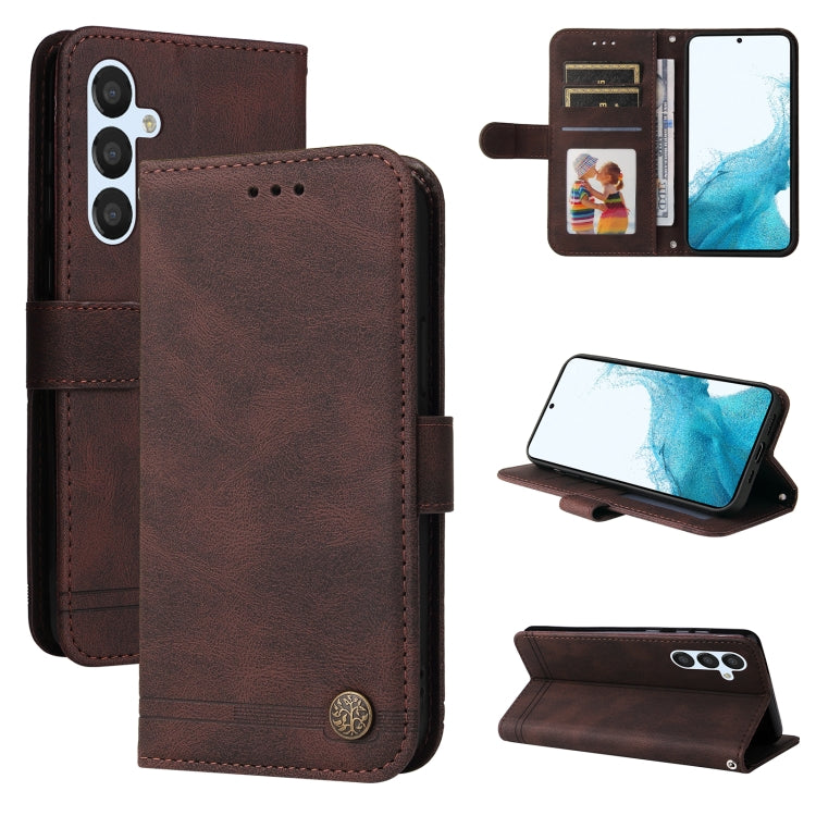 For Samsung Galaxy A34 5G Skin Feel Life Tree Metal Button Leather Phone Case