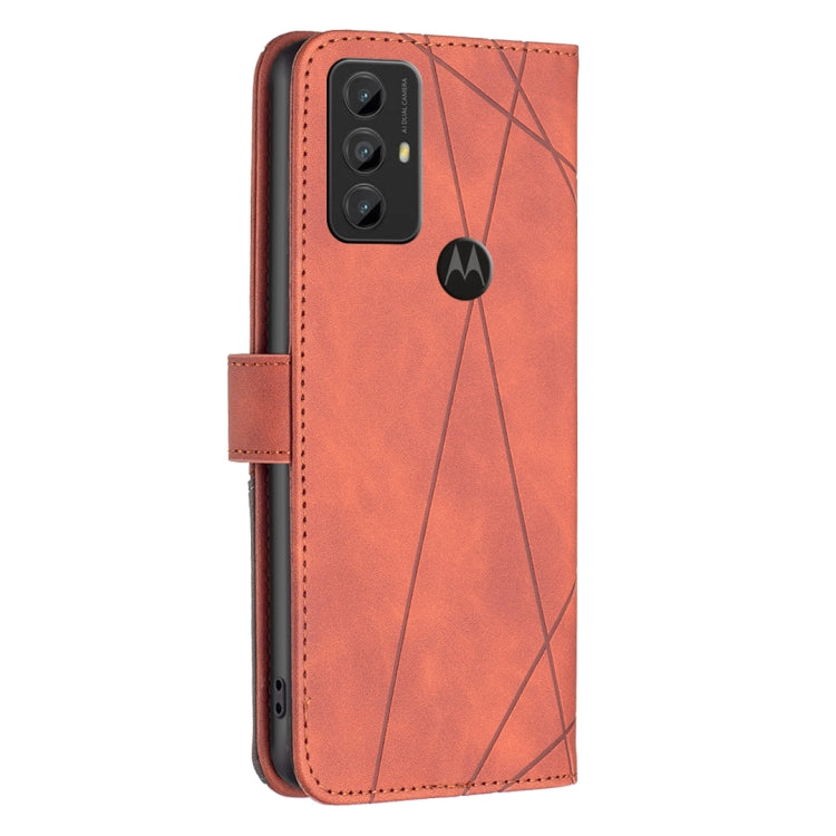For Motorola Moto G Play 2023 Magnetic Buckle Rhombus Texture Leather Phone Case