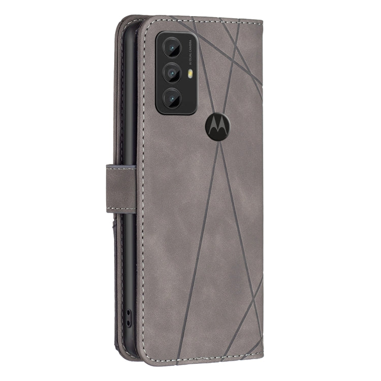 For Motorola Moto G Play 2023 Magnetic Buckle Rhombus Texture Leather Phone Case