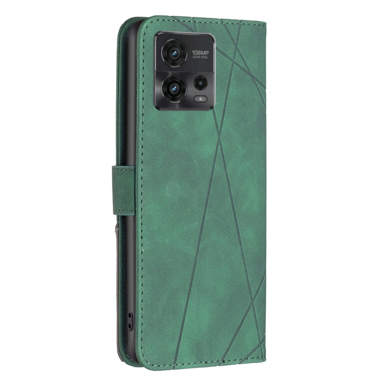 For Motorola Moto G72 Magnetic Buckle Rhombus Texture Leather Phone Case