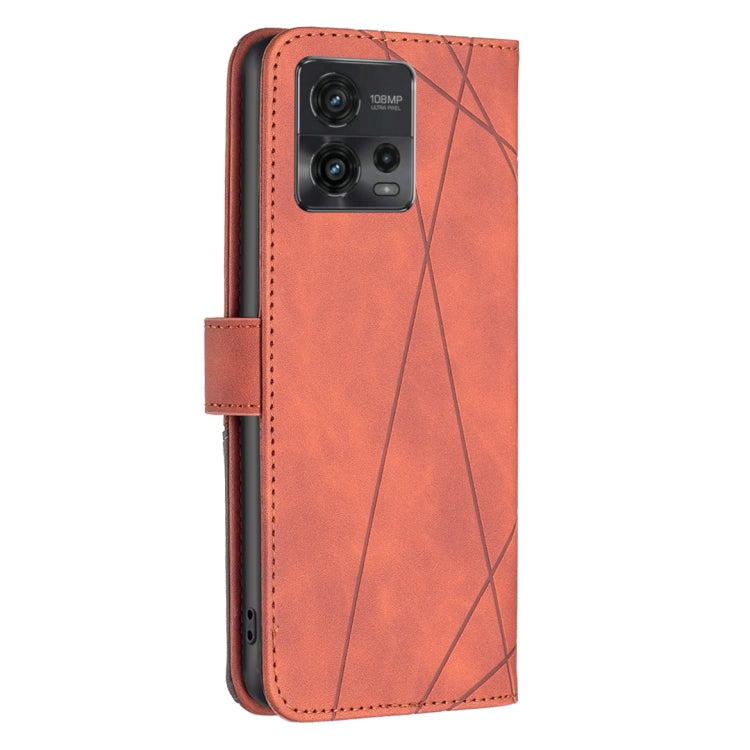 For Motorola Moto G72 Magnetic Buckle Rhombus Texture Leather Phone Case