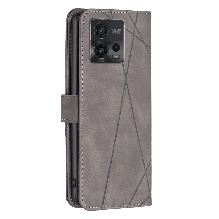 For Motorola Moto G72 Magnetic Buckle Rhombus Texture Leather Phone Case