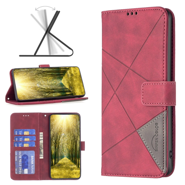 For Samsung Galaxy A04e Magnetic Buckle Rhombus Texture Leather Phone Case