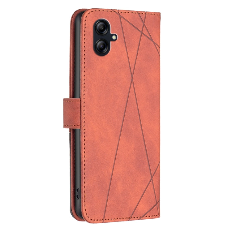 For Samsung Galaxy A04e Magnetic Buckle Rhombus Texture Leather Phone Case