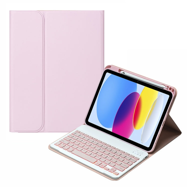 For iPad 10th Gen 10.9 2022 SA-10DS Backlight Bluetooth Keyboard Leather Tablet Case with Pen Slot