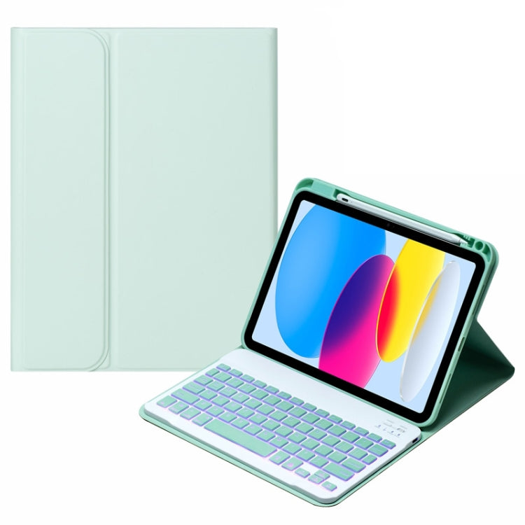 For iPad 10th Gen 10.9 2022 SA-10DS Backlight Bluetooth Keyboard Leather Tablet Case with Pen Slot