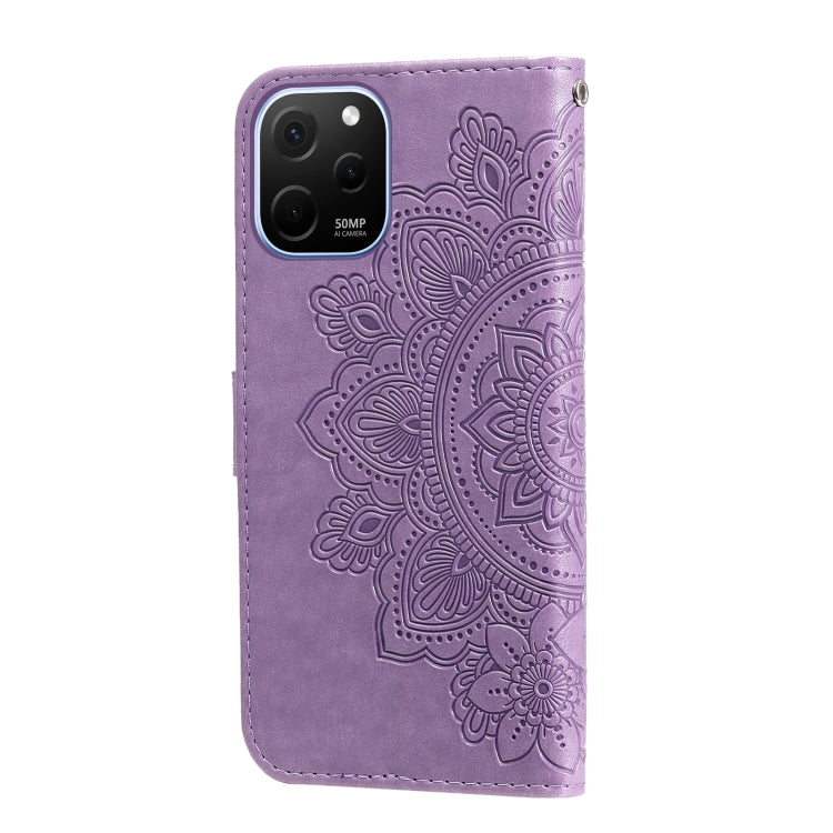 For Huawei nova Y61 7-petal Flowers Embossing Leather Phone Case