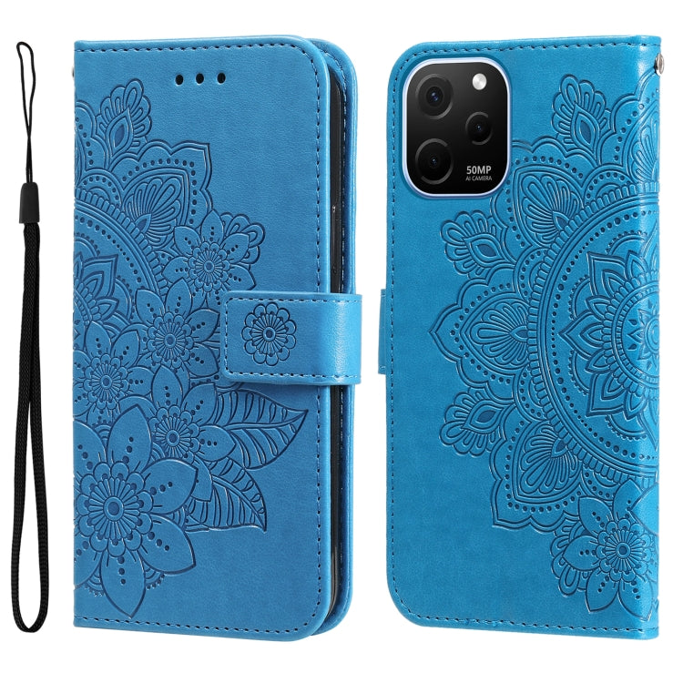 For Huawei nova Y61 7-petal Flowers Embossing Leather Phone Case