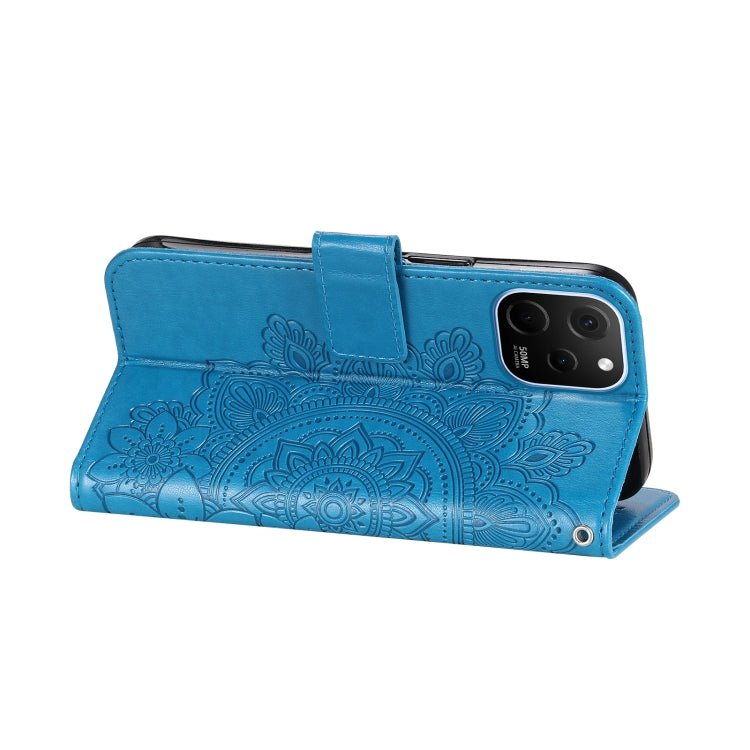 For Huawei nova Y61 7-petal Flowers Embossing Leather Phone Case