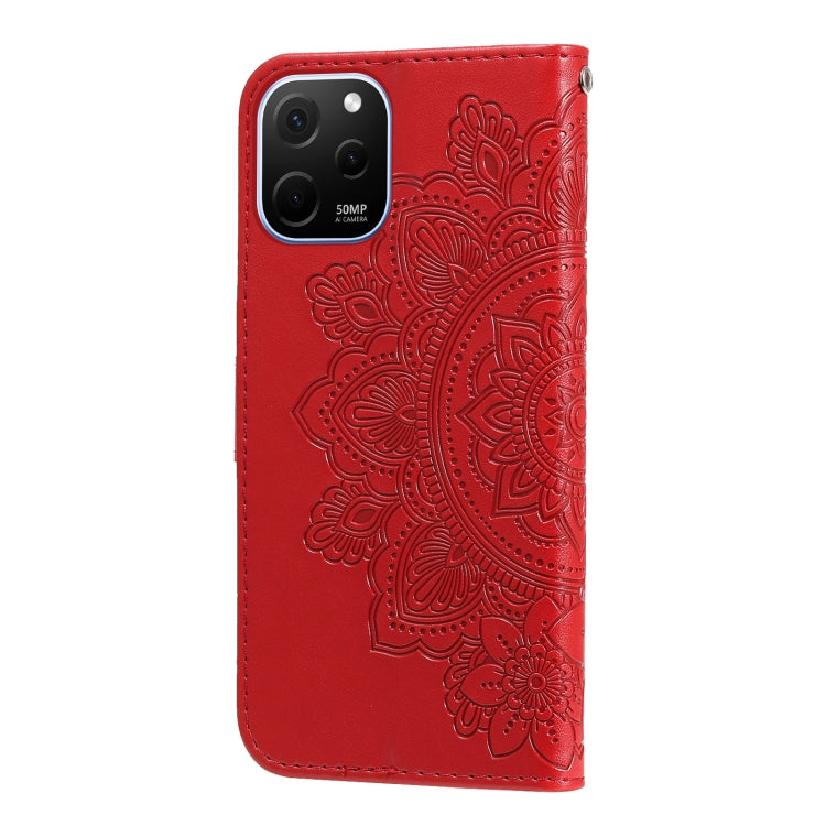 For Huawei nova Y61 7-petal Flowers Embossing Leather Phone Case