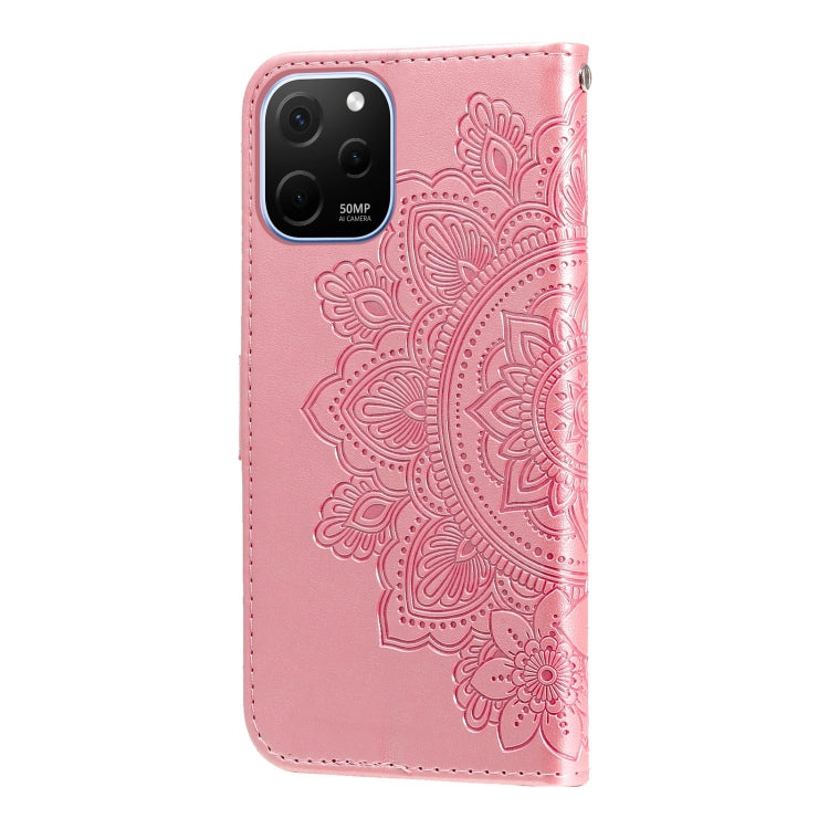 For Huawei nova Y61 7-petal Flowers Embossing Leather Phone Case