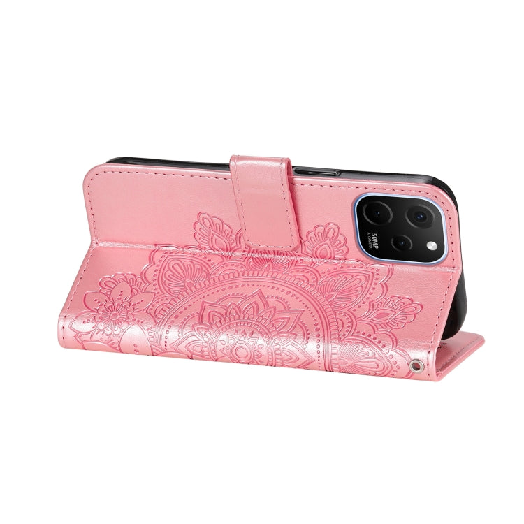 For Huawei nova Y61 7-petal Flowers Embossing Leather Phone Case