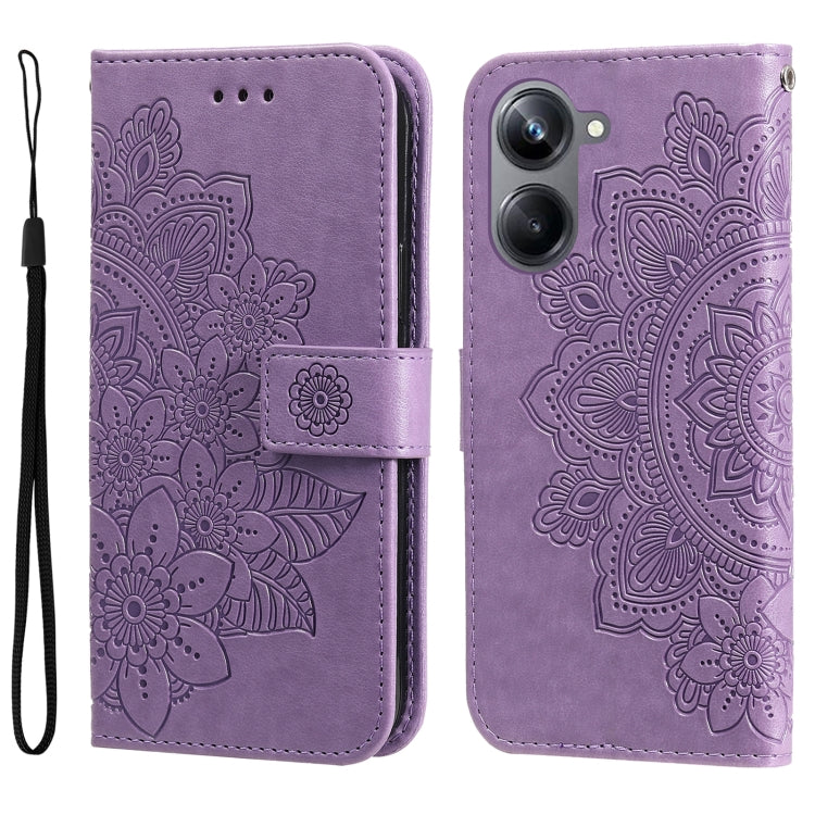 For Realme 10 4G Global 7-petal Flowers Embossing Leather Phone Case