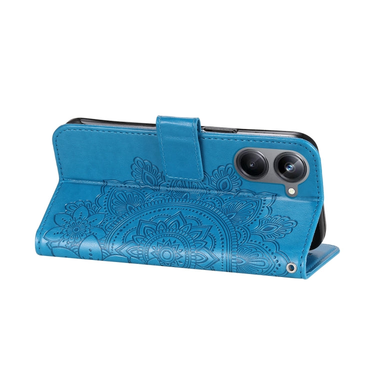 For Realme 10 4G Global 7-petal Flowers Embossing Leather Phone Case