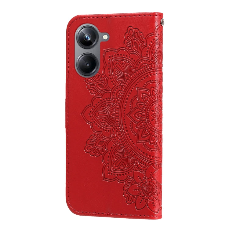 For Realme 10 4G Global 7-petal Flowers Embossing Leather Phone Case