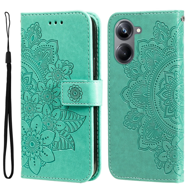 For Realme 10 Pro 5G 7-petal Flowers Embossing Leather Phone Case