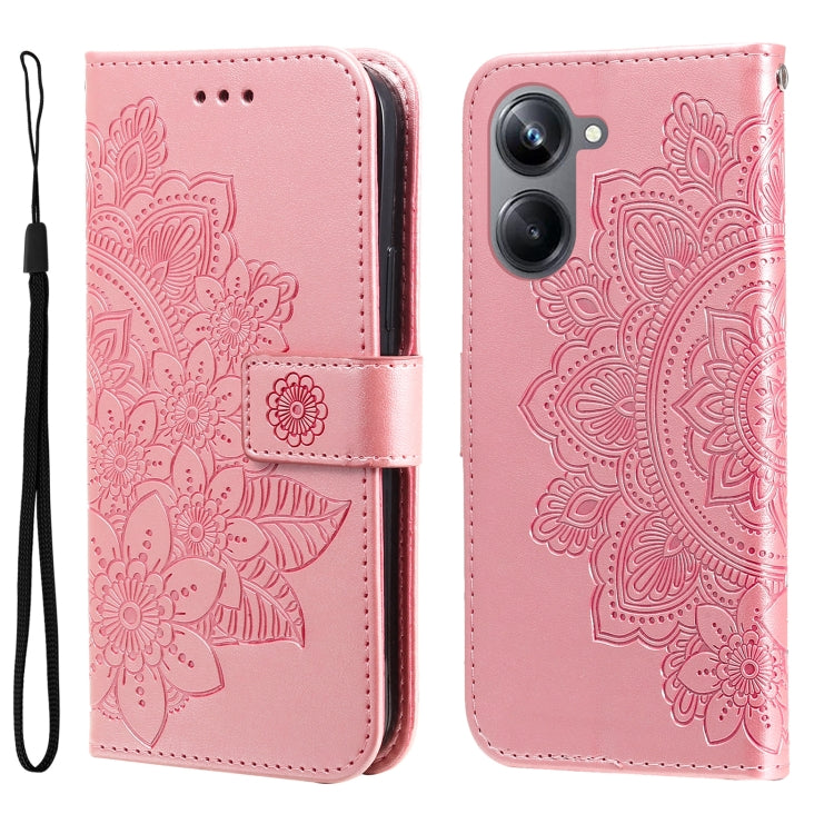 For Realme 10 Pro 5G 7-petal Flowers Embossing Leather Phone Case