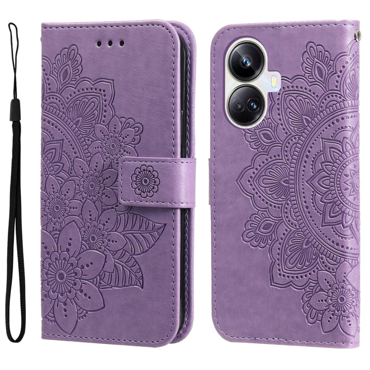 For Realme 10 Pro+ 5G 7-petal Flowers Embossing Leather Phone Case