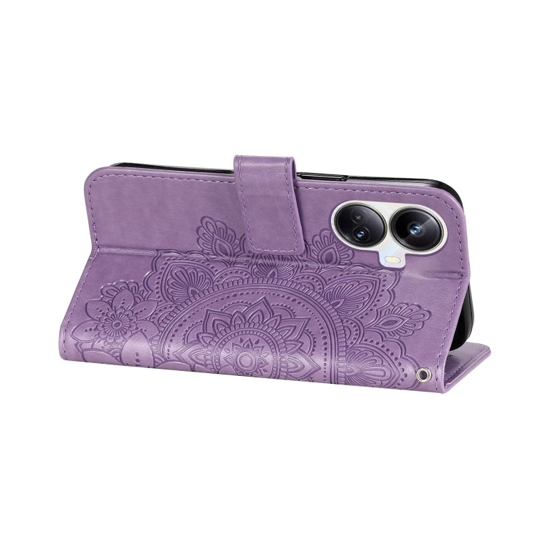 For Realme 10 Pro+ 5G 7-petal Flowers Embossing Leather Phone Case