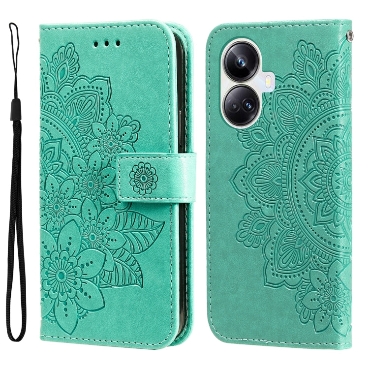 For Realme 10 Pro+ 5G 7-petal Flowers Embossing Leather Phone Case