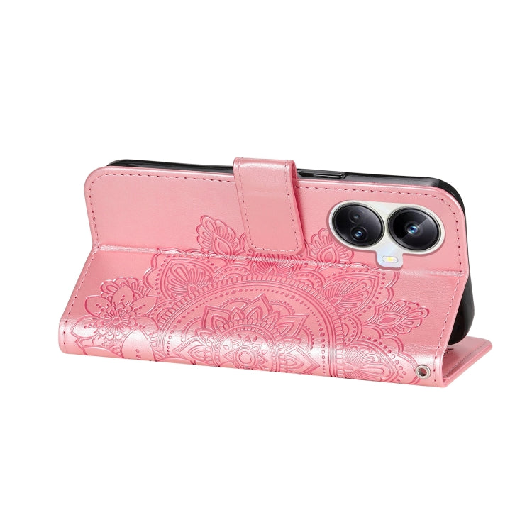 For Realme 10 Pro+ 5G 7-petal Flowers Embossing Leather Phone Case