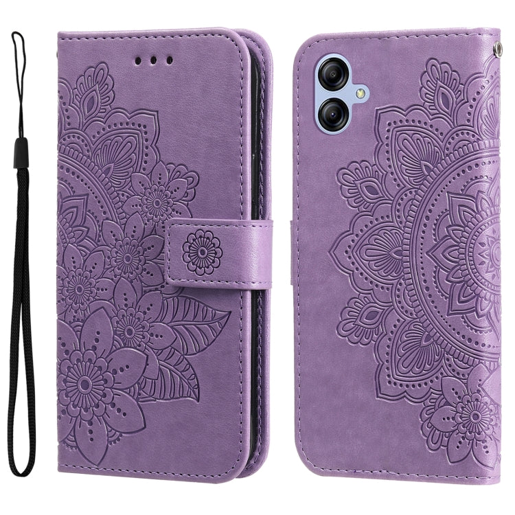 For Samsung Galaxy A04e 7-petal Flowers Embossing Leather Phone Case