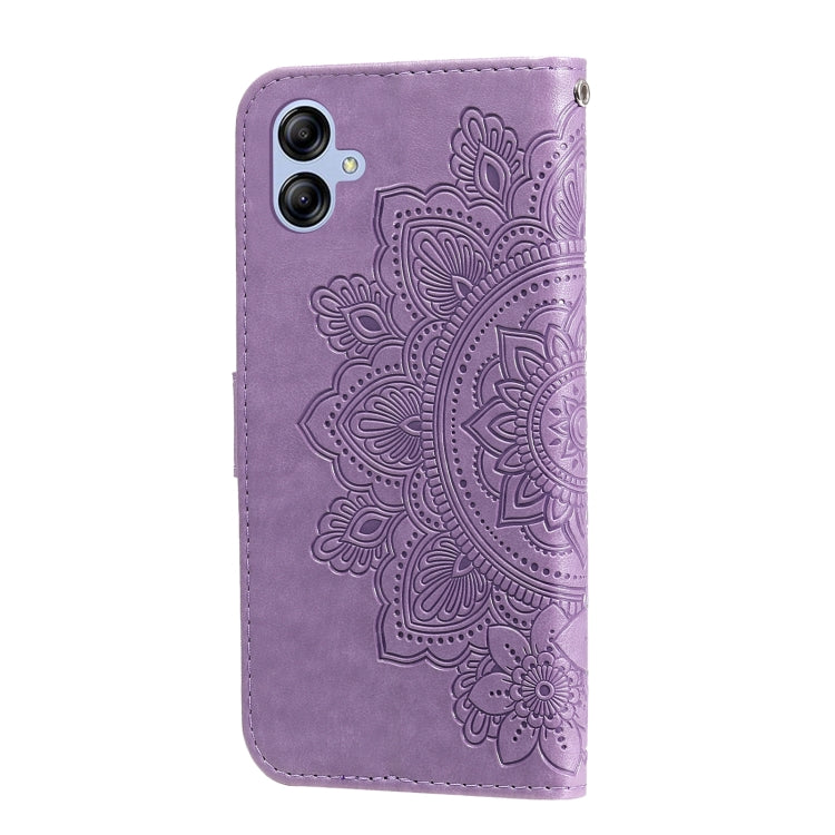 For Samsung Galaxy A04e 7-petal Flowers Embossing Leather Phone Case