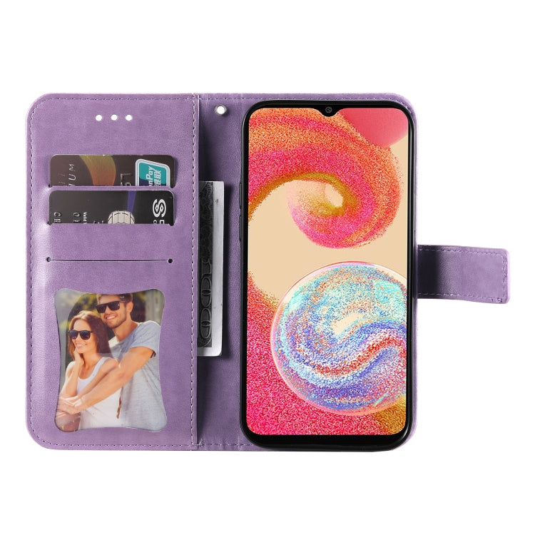 For Samsung Galaxy A04e 7-petal Flowers Embossing Leather Phone Case