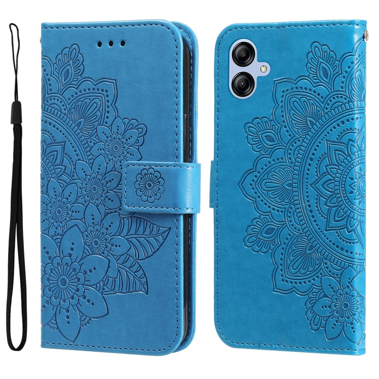 For Samsung Galaxy A04e 7-petal Flowers Embossing Leather Phone Case