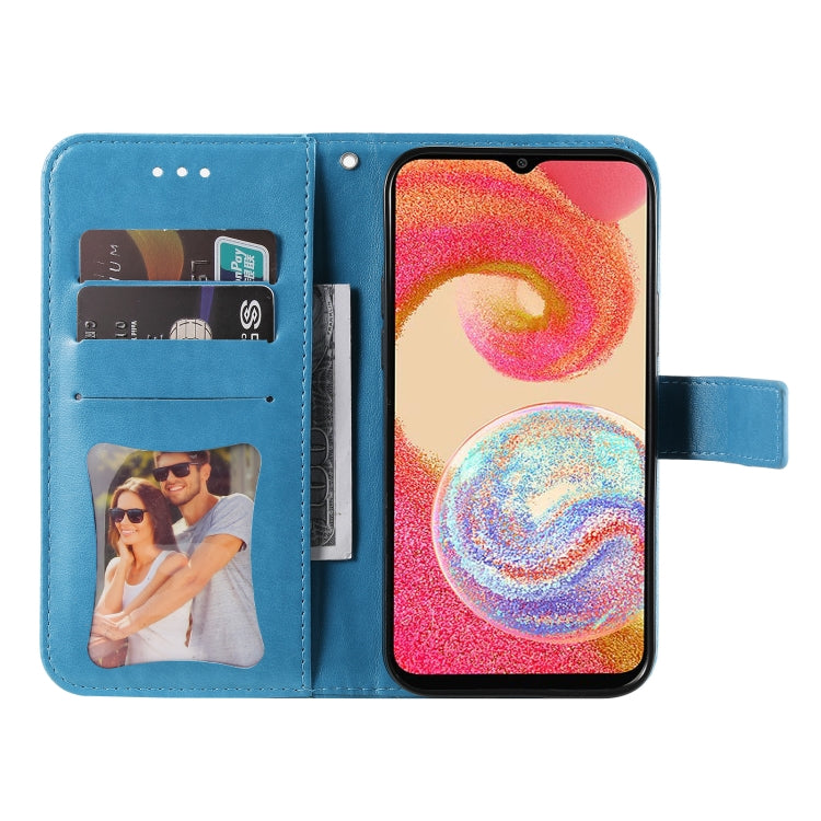 For Samsung Galaxy A04e 7-petal Flowers Embossing Leather Phone Case