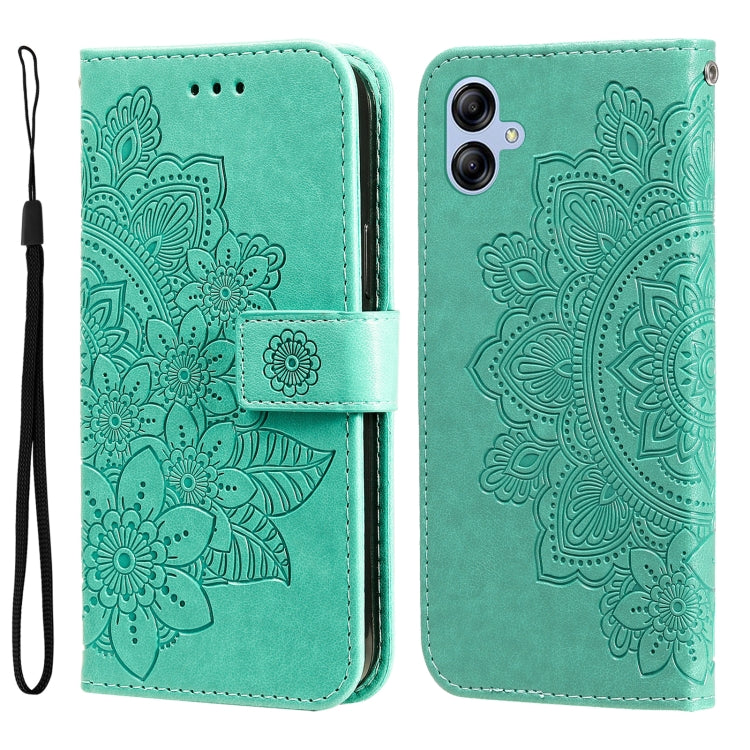 For Samsung Galaxy A04e 7-petal Flowers Embossing Leather Phone Case